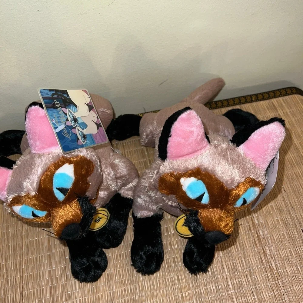 Disney Store Lady And The Tramp Siamese Cats Plush Si  And Am Bean Bag Set